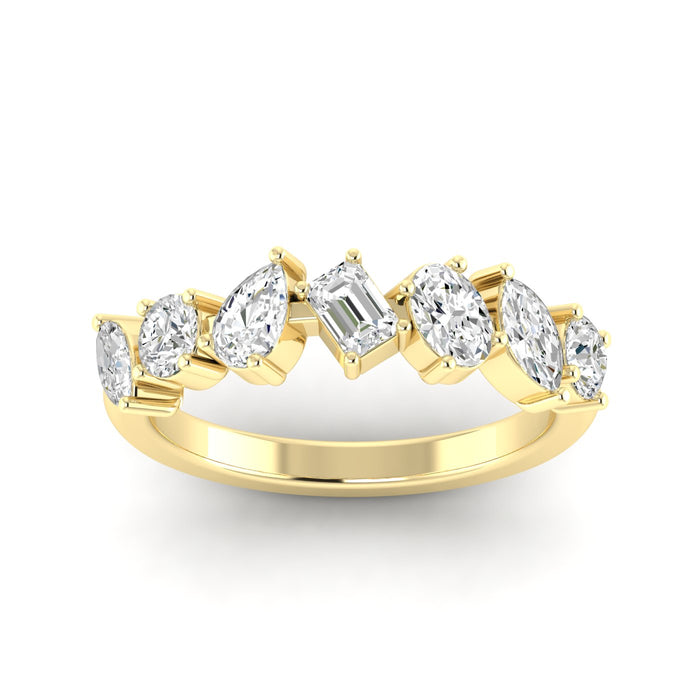 1.50CTW Lab Grown 7 Stone Fan Ring: Yellow Gold