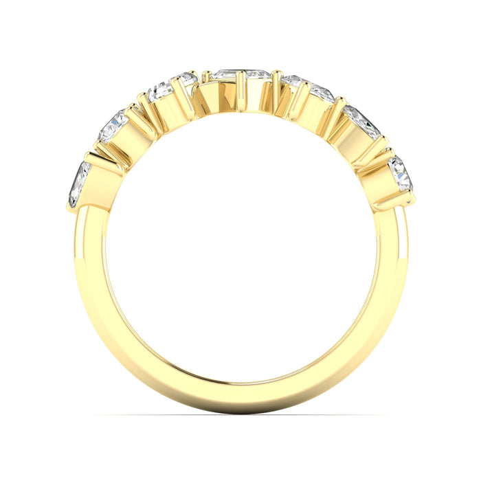 1.50CTW Lab Grown 7 Stone Fan Ring: Yellow Gold
