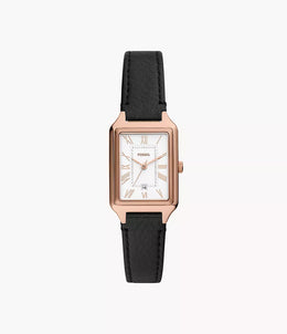 Raquel Three-Hand Date Black LiteHideÃ¢â€žÂ¢ Women's Leather Watch