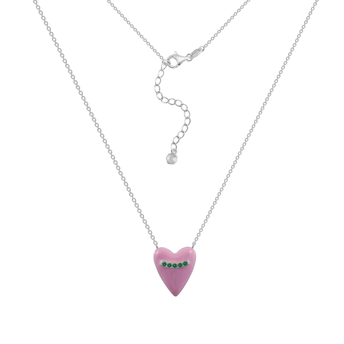 Casablanca Silver & Pink Heart Necklace