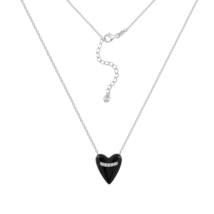 Casablanca Silver & Black Heart Necklace