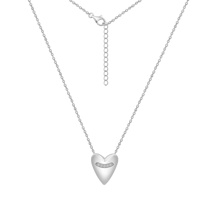 Casablanca Silver & CZ Heart Necklace