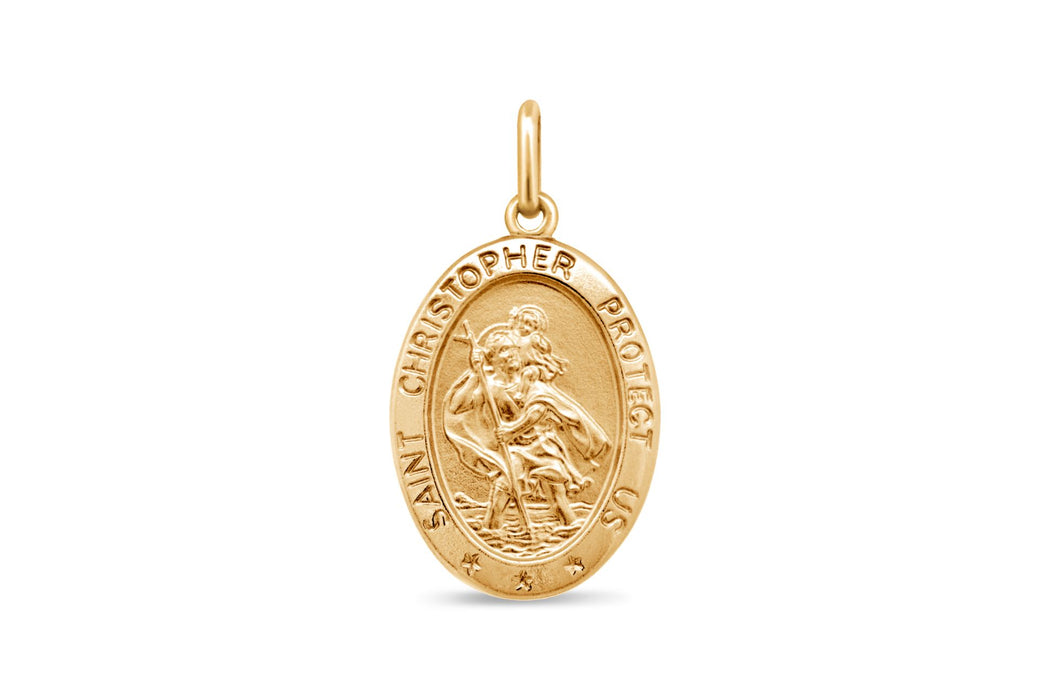 10kt Yellow Gold Oval St. Christopher Pendant