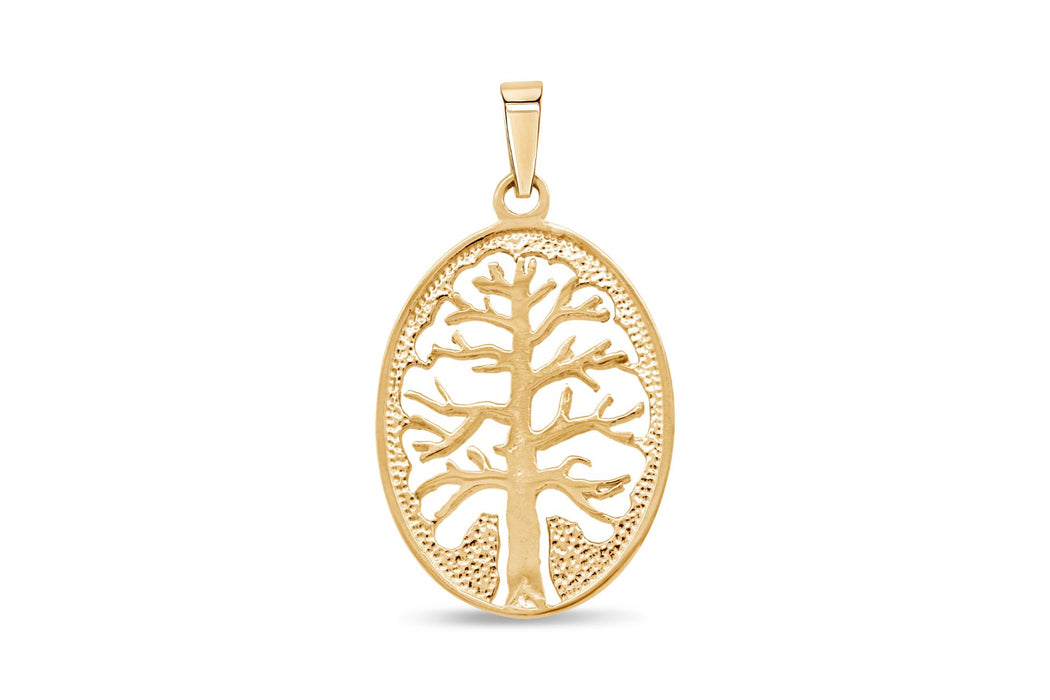10kt Yellow Gold Oval Tree Of Life Pendant