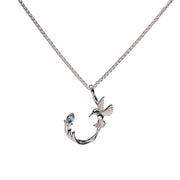 Keith Jack Silver Hummingbird Necklace: Blue Topaz