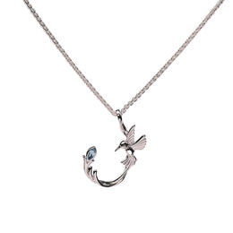 Keith Jack Silver Hummingbird Necklace: Blue Topaz