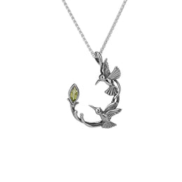 Keith Jack Silver Double Hummingbird Necklace: Peridot
