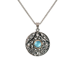 Keith Jack Silver Round Swiss Blue Topaz Necklace