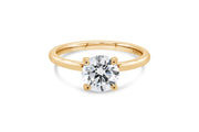 1.50.CTW Round Lab Grown Diamond Engagement Ring: Yellow Gold