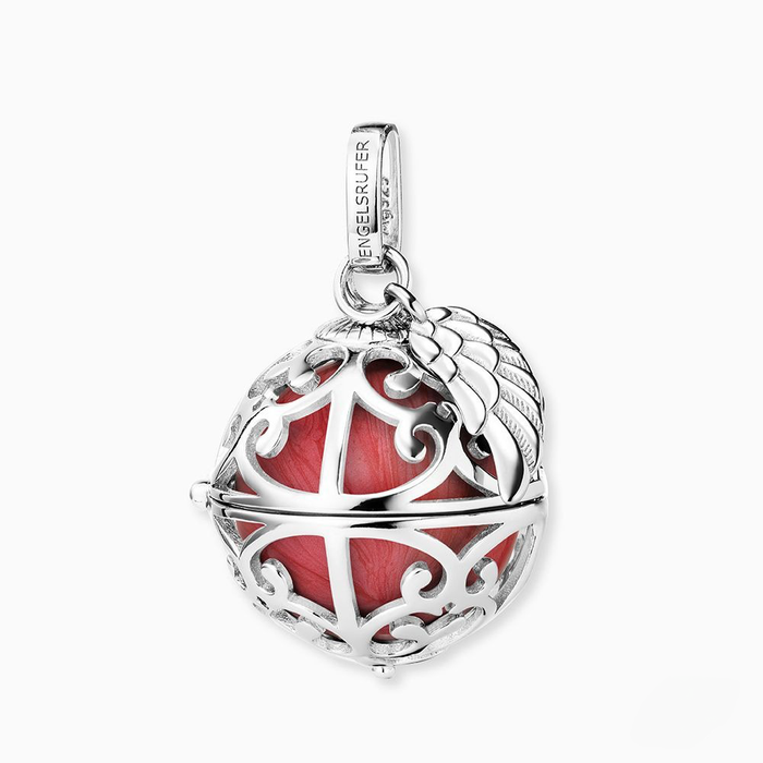 20mm Sterling Silver Sound Ball Pendant: Red Pearl