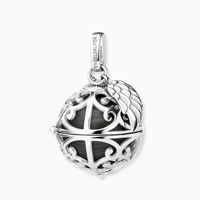 16mm Sterling Silver Sound Ball Pendant: Grey Pearl