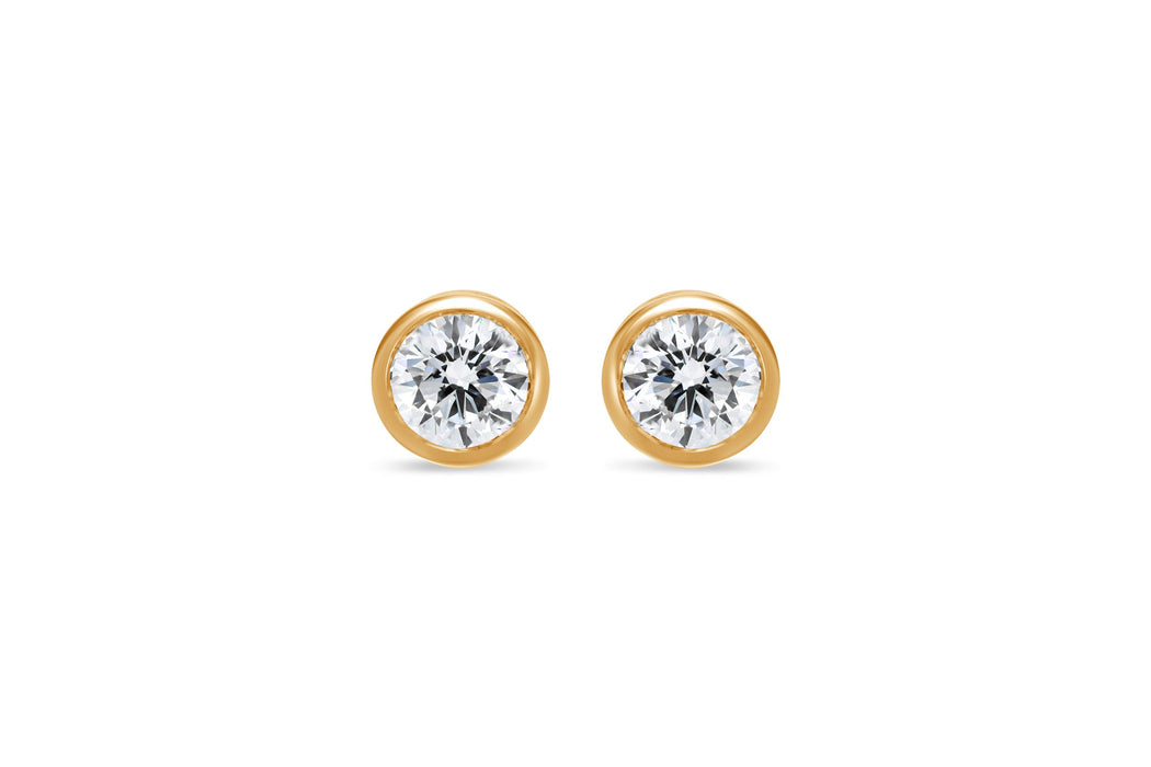 Yellow Gold 1.00CTW Lab Grown Round Diamond Stud Earrings