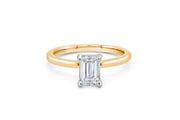 1.00CT Lab Grown Emerald Cut Engagement Ring: Yellow Gold