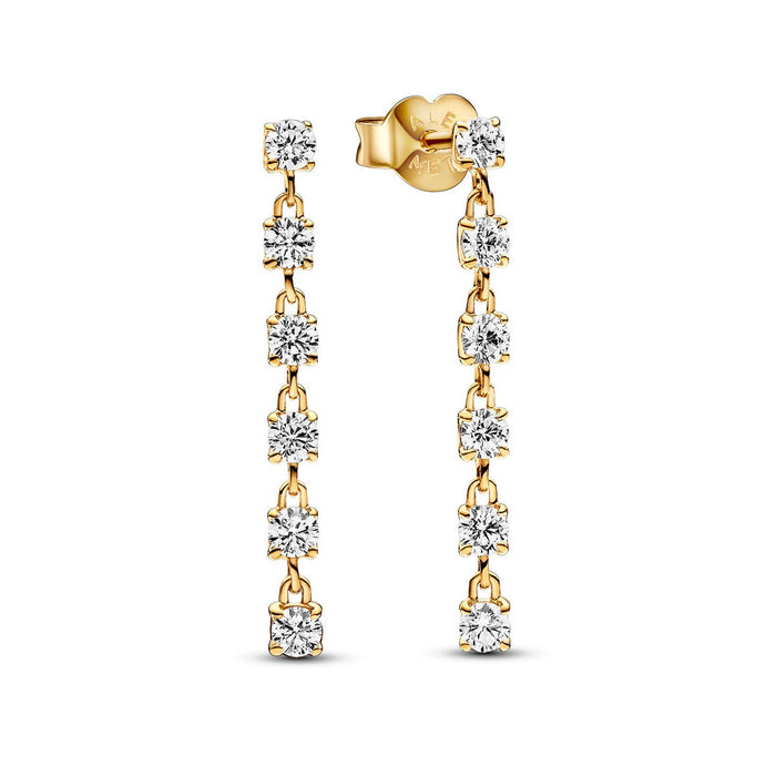 FINAL SALE - Pandora Gold Plated CZ Sparkling Dangle Earrings