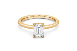 1.00CT Lab Grown Emerald Cut Hidden Halo Engagement Ring: Yellow Gold