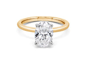 2.00CT Lab Grown Oval Cut Hidden Halo Engagement Ring: Yellow Gold