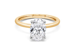 2.00CT Lab Grown Oval Cut Hidden Halo Engagement Ring: Yellow Gold
