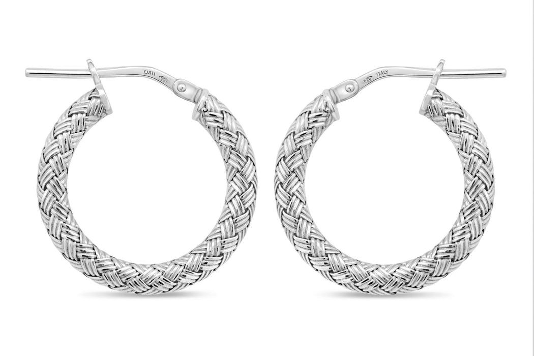 Sterling Silver Small Textured Hoop Earrings