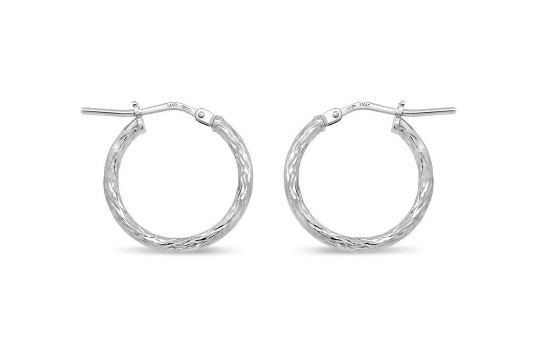 Sterling Silver Small Textured Hoop Earrings