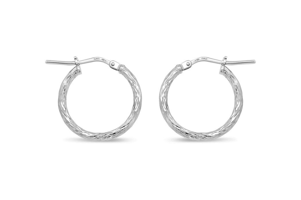 Sterling Silver Small Textured Hoop Earrings