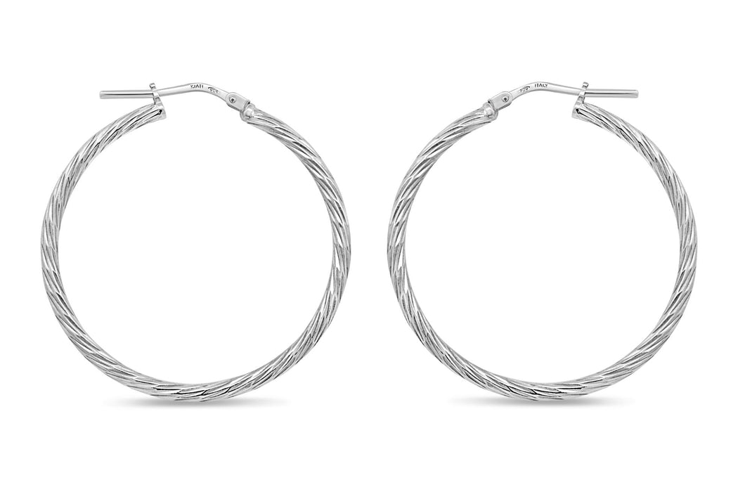 Sterling Silver Medium Twist Hoop Earrings
