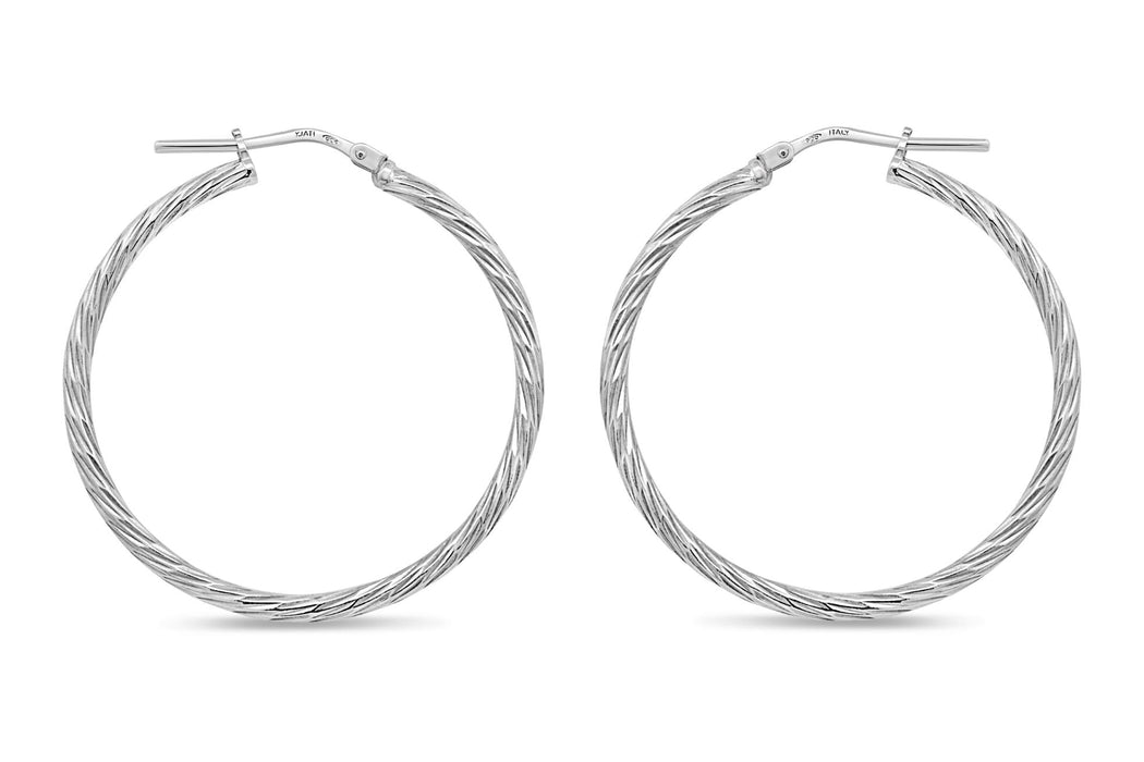 Sterling Silver Medium Twist Hoop Earrings