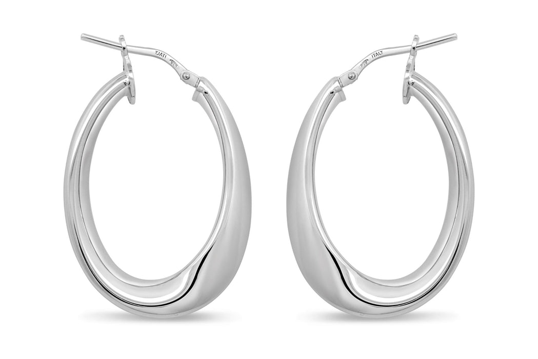 Sterling Silver Medium Oval Hoop Earrings
