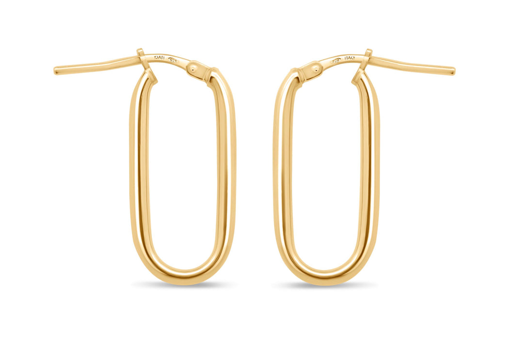 Yellow Gold Plated Small Oval Hoop Earrings