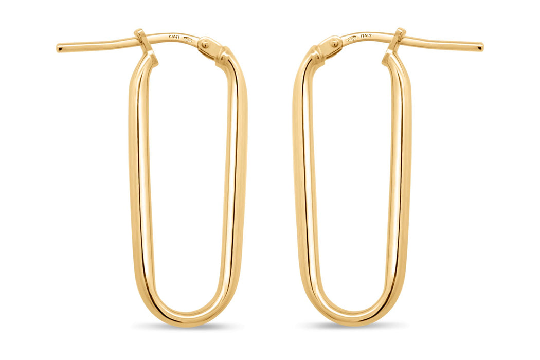 Yellow Gold Plated Oval Hoop Earrings