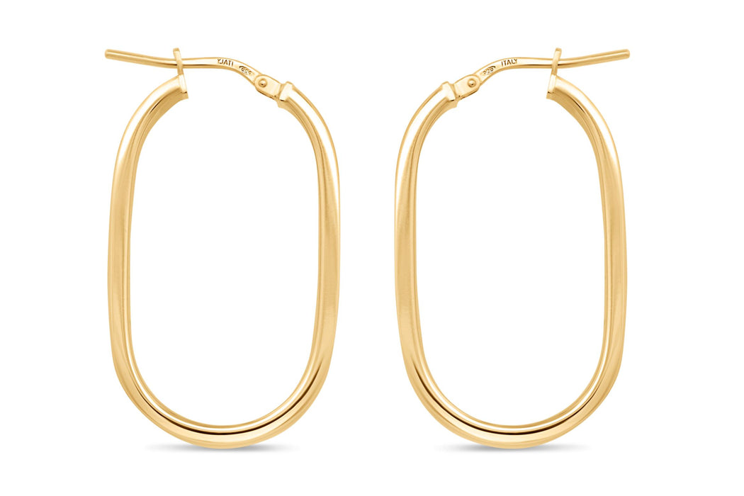 Yellow Gold Plated Round Oval Earrings