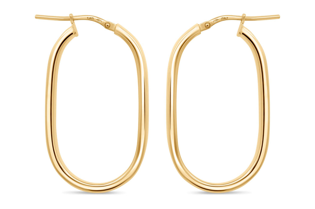 Yellow Gold Plated Oval Hoop Earrings