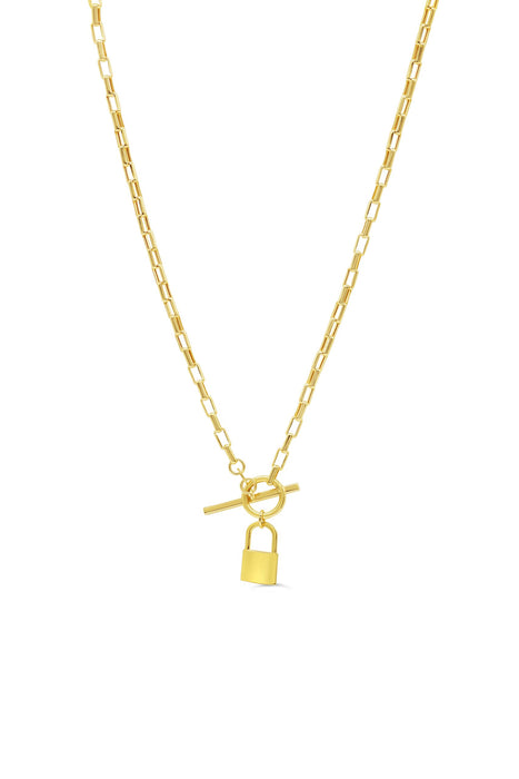 Yellow Gold Lock Toggle Necklace