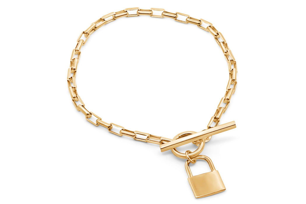 Yellow Gold Locket Bracelet With Dog Tag