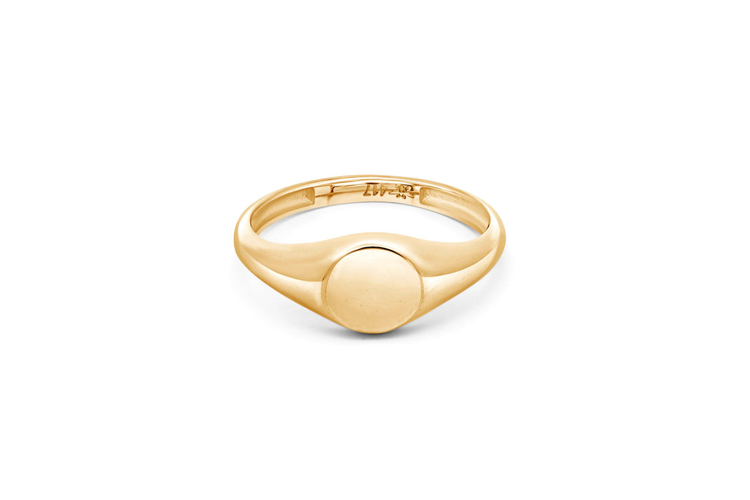 Yellow Gold Small Round Signet Ring