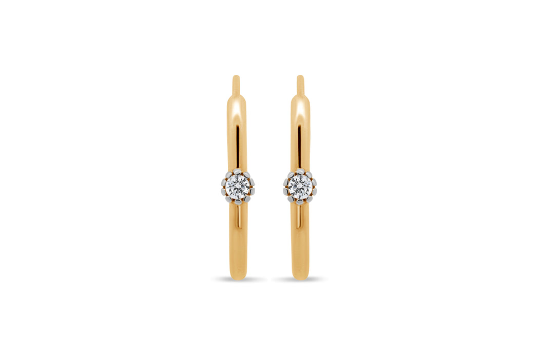 Yellow Gold CZ Hoop Earrings