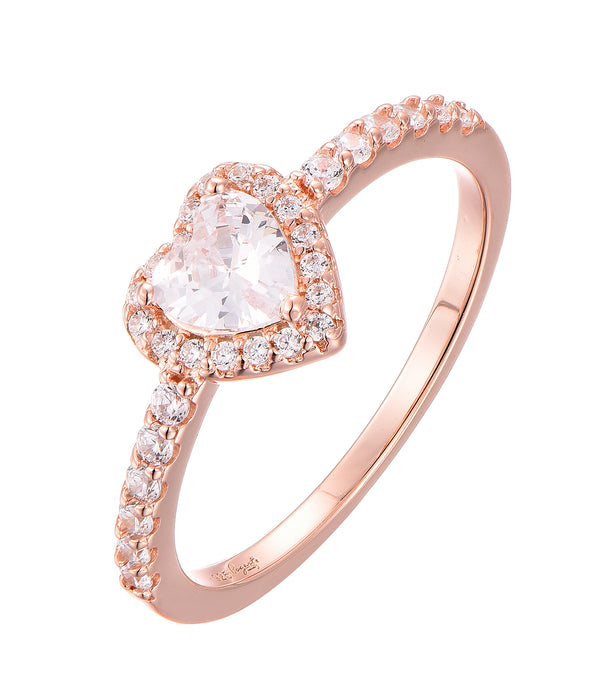 Casablanca Rose Gold Plated Heart CZ Ring