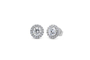Casablanca Round CZ Halo Sterling Silver Stud Earrings