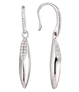 Casablanca Sterling Silver CZ Smooth Drop Earrings