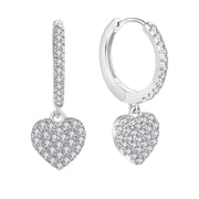 Casablanca Sterling Silver Dangle Heart Hoop Earrings