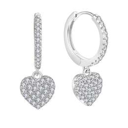 Casablanca Sterling Silver Dangle Heart Hoop Earrings