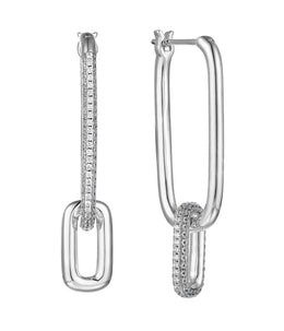 Casablanca Sterling Silver CZ Double Link Earrings