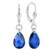 Casablanca Sterling Silver Faceted Blue Sapphire Hook Earrings