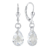 Casablanca Sterling Silver Faceted Clear Hook Earrings