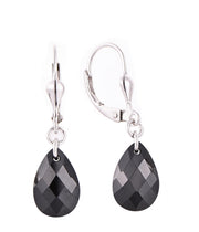 Casablanca Sterling Silver Faceted Black Spinel Hook Earrings