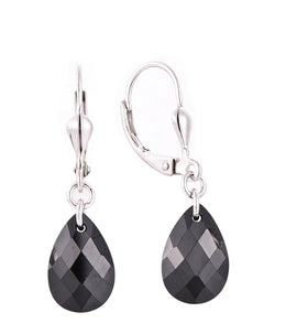 Casablanca Sterling Silver Faceted Black Spinel Hook Earrings