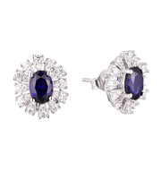 Casablanca Silver & Blue CZ Halo Earrings