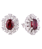 Casablanca Silver & Ruby CZ Halo Earrings