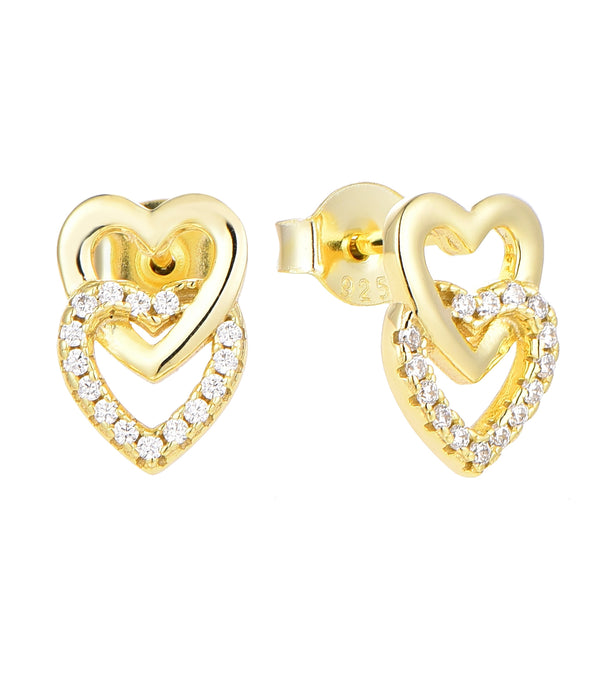 Casablanca Gold Plated Gold Heart Stud Earrings