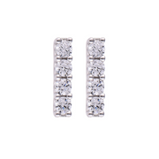 Casablanca Sterling Silver CZ Bar Stud Earrings