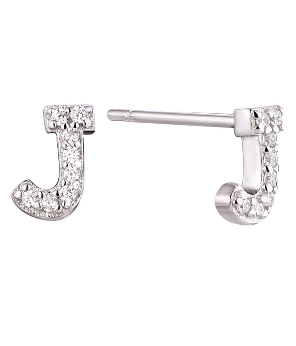 Casablanca Sterling Silver Initial Stud Earrings: J